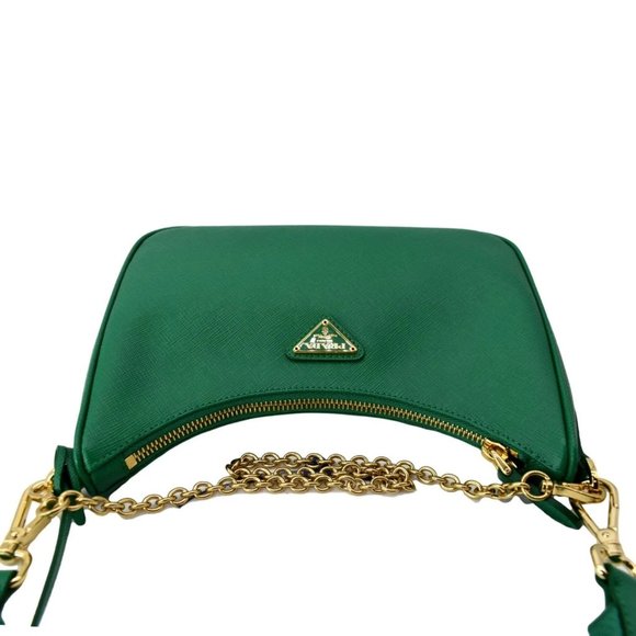 PRADA  Re-Edition 2005 Saffiano Leather Shoulder Bag Green - Picture 5 of 14